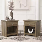 Tables de chevet Galano Modernes à 1 tiroir avec rangement ouvert (lot de 2) 49 L x 43 P x 53 H cm