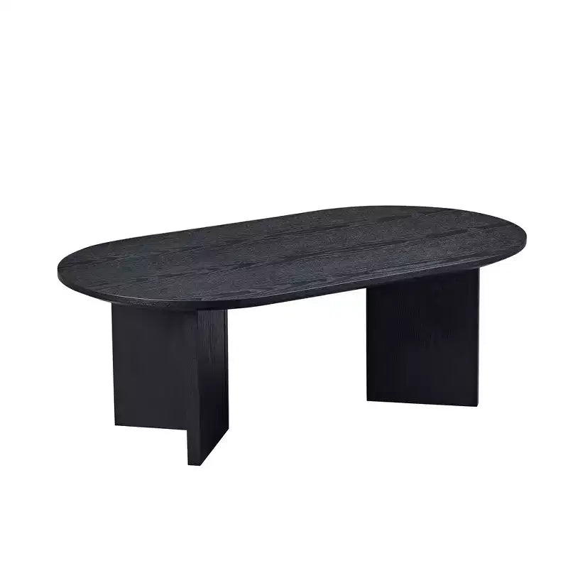 MAYEERTY Table Basse Ovale Moderne 100 cm en Placage Bois avec Base en MDF Petite Table d'Appoint pour Salon, Appartement, Chambre à Coucher