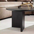 MAYEERTY Table Basse Ovale Moderne 100 cm en Placage Bois avec Base en MDF Petite Table d'Appoint pour Salon, Appartement, Chambre à Coucher