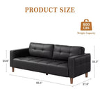 Canapé moderne 3 places avec 2 coussins de dossier amovibles pour salon, canapé en similicuir avec coussin à ressorts, assemblage facile pour petits espaces
