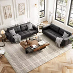 Canapé moderne 3 places avec 2 coussins de dossier amovibles pour salon, canapé en similicuir avec coussin à ressorts, assemblage facile pour petits espaces