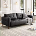 Canapé moderne 3 places avec 2 coussins de dossier amovibles pour salon, canapé en similicuir avec coussin à ressorts, assemblage facile pour petits espaces