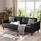 Canapé moderne 3 places avec 2 coussins de dossier amovibles pour salon, canapé en similicuir avec coussin à ressorts, assemblage facile pour petits espaces