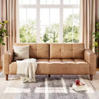 Canapé moderne 3 places avec 2 coussins de dossier amovibles pour salon, canapé en similicuir avec coussin à ressorts, assemblage facile pour petits espaces