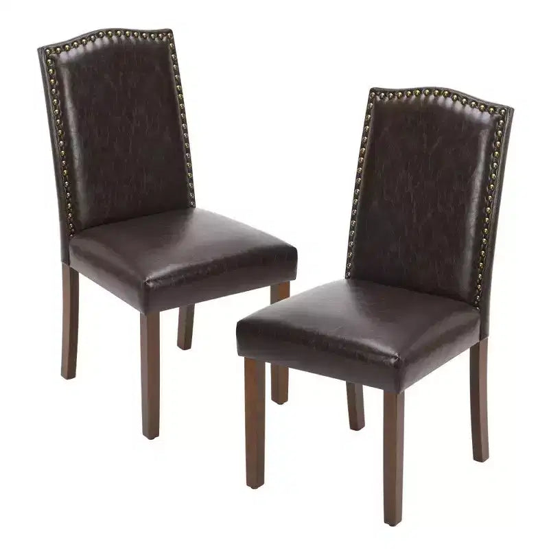 TUYOHW Modern Dining Chairs Set of 2,Linen Upholstered Kitchen Chairs with Nailhead Trim & Rubberwood Legs for Dining Room,Kitchen,Living Room