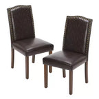 TUYOHW Modern Dining Chairs Set of 2,Linen Upholstered Kitchen Chairs with Nailhead Trim & Rubberwood Legs for Dining Room,Kitchen,Living Room