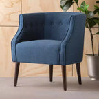 Fauteuil de club moderne MAYEERTY, dossier capitonné, passepoil ton sur ton, pieds robustes en bois de bouleau, pour salon, chambre à coucher ou bureau