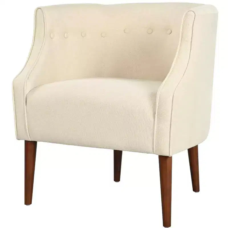 Fauteuil de club moderne MAYEERTY, dossier capitonné, passepoil ton sur ton, pieds robustes en bois de bouleau, pour salon, chambre à coucher ou bureau