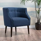 Fauteuil de club moderne MAYEERTY, dossier capitonné, passepoil ton sur ton, pieds robustes en bois de bouleau, pour salon, chambre à coucher ou bureau