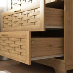 Commode à 4 tiroirs pour chambre à coucher, commode en rotin et bois, commodes hautes et grandes, commode de placard de chambre à coucher, bois