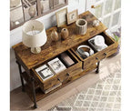 Petite console d'entrée avec 3 tiroirs, table de canapé étroite avec étagères de rangement pour salon, couloir, chambre à coucher