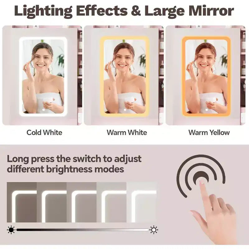 Coiffeuse avec miroir et lumières, Coiffeuse avec station de recharge, Coiffeuse avec tiroirs et étagères, Coiffeuse LED pour chambre à coucher