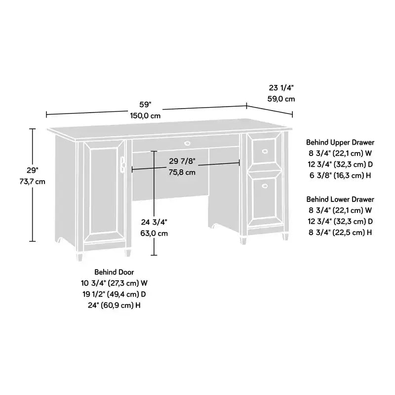 GDFStudio Marlow 59 Bureau d'ordinateur avec tiroirs et tablette pour clavier