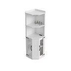 67,3 Bar d'angle de ferme avec lumières LED, prises de courant/ports USB, porte-verres et étagères réglables, blanc - ModernLuxe
