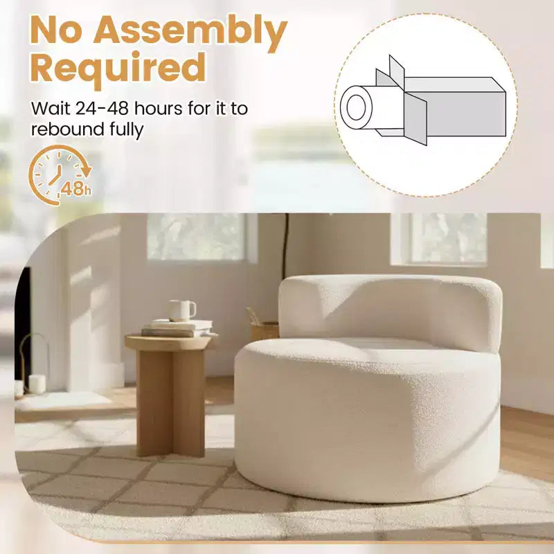 Pouf Costway avec tissu polaire doux en Teddy et dossier incurvé pour salon, chambre beige/gris