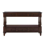 Console étroite en bois massif de 137 cm avec rangement, table de canapé moderne à 2 niveaux, table d'entrée pour salon, couloir ou hall d'entrée - Panipeachy