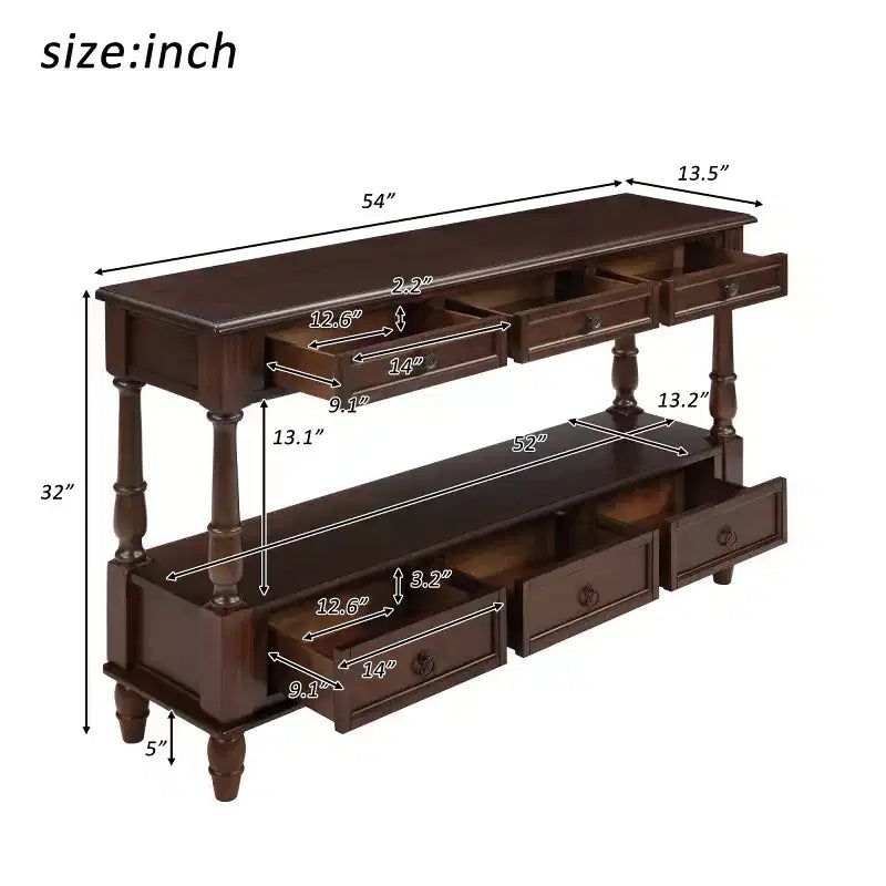 Console étroite en bois massif de 137 cm avec rangement, table de canapé moderne à 2 niveaux, table d'entrée pour salon, couloir ou hall d'entrée - Panipeachy