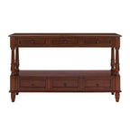 Console étroite en bois massif de 137 cm avec rangement, table de canapé moderne à 2 niveaux, table d'entrée pour salon, couloir ou hall d'entrée - Panipeachy