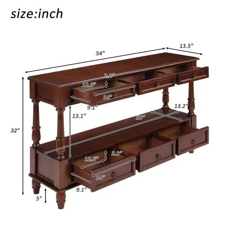 Console étroite en bois massif de 137 cm avec rangement, table de canapé moderne à 2 niveaux, table d'entrée pour salon, couloir ou hall d'entrée - Panipeachy
