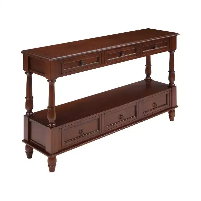 Console étroite en bois massif de 137 cm avec rangement, table de canapé moderne à 2 niveaux, table d'entrée pour salon, couloir ou hall d'entrée - Panipeachy
