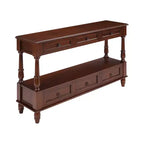 Console étroite en bois massif de 137 cm avec rangement, table de canapé moderne à 2 niveaux, table d'entrée pour salon, couloir ou hall d'entrée - Panipeachy