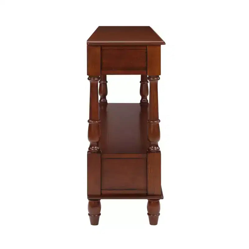 Console étroite en bois massif de 137 cm avec rangement, table de canapé moderne à 2 niveaux, table d'entrée pour salon, couloir ou hall d'entrée - Panipeachy