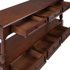 Console étroite en bois massif de 137 cm avec rangement, table de canapé moderne à 2 niveaux, table d'entrée pour salon, couloir ou hall d'entrée - Panipeachy