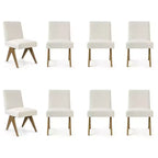 Lot de 8 chaises de salle à manger modernes rembourrées, chaises d'appoint sans accoudoirs en lin avec pieds en bois pour la cuisine, la salle à manger ou le salon - Panipeachy