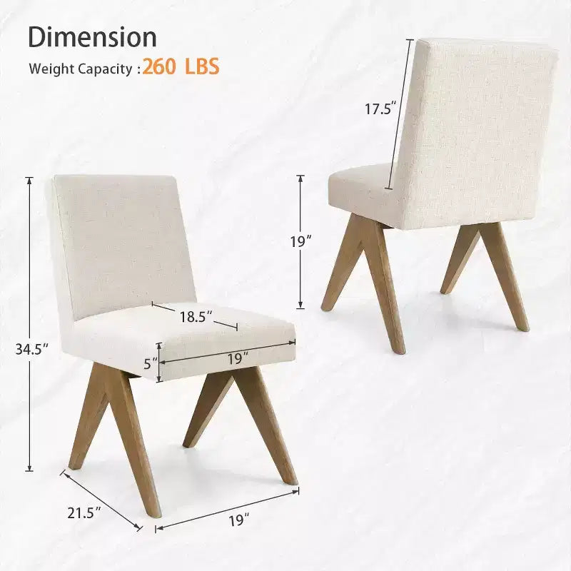 Lot de 8 chaises de salle à manger modernes rembourrées, chaises d'appoint sans accoudoirs en lin avec pieds en bois pour la cuisine, la salle à manger ou le salon - Panipeachy