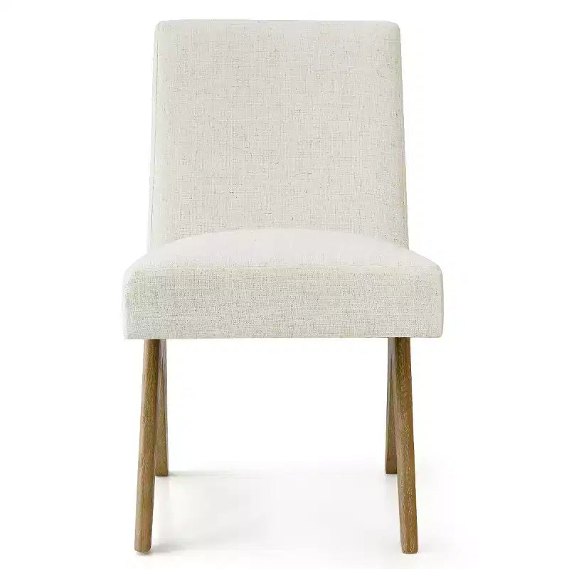 Lot de 8 chaises de salle à manger modernes rembourrées, chaises d'appoint sans accoudoirs en lin avec pieds en bois pour la cuisine, la salle à manger ou le salon - Panipeachy
