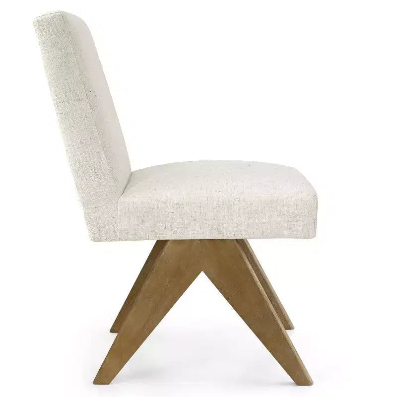 Lot de 8 chaises de salle à manger modernes rembourrées, chaises d'appoint sans accoudoirs en lin avec pieds en bois pour la cuisine, la salle à manger ou le salon - Panipeachy