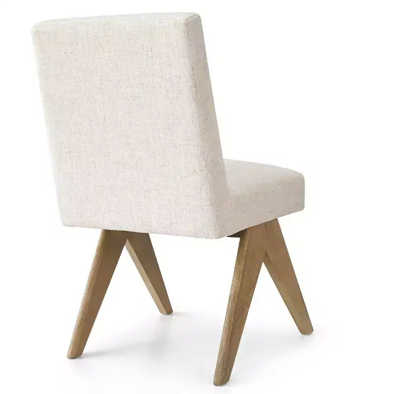 Lot de 8 chaises de salle à manger modernes rembourrées, chaises d'appoint sans accoudoirs en lin avec pieds en bois pour la cuisine, la salle à manger ou le salon - Panipeachy