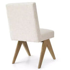 Lot de 8 chaises de salle à manger modernes rembourrées, chaises d'appoint sans accoudoirs en lin avec pieds en bois pour la cuisine, la salle à manger ou le salon - Panipeachy
