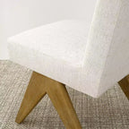 Lot de 8 chaises de salle à manger modernes rembourrées, chaises d'appoint sans accoudoirs en lin avec pieds en bois pour la cuisine, la salle à manger ou le salon - Panipeachy
