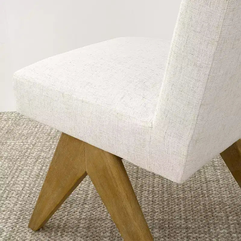 Lot de 8 chaises de salle à manger modernes rembourrées, chaises d'appoint sans accoudoirs en lin avec pieds en bois pour la cuisine, la salle à manger ou le salon - Panipeachy