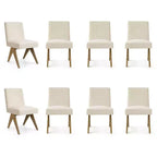 Lot de 8 chaises de salle à manger modernes rembourrées, chaises d'appoint sans accoudoirs en lin avec pieds en bois pour la cuisine, la salle à manger ou le salon - Panipeachy