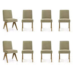 Lot de 8 chaises de salle à manger modernes rembourrées, chaises d'appoint sans accoudoirs en lin avec pieds en bois pour la cuisine, la salle à manger ou le salon - Panipeachy