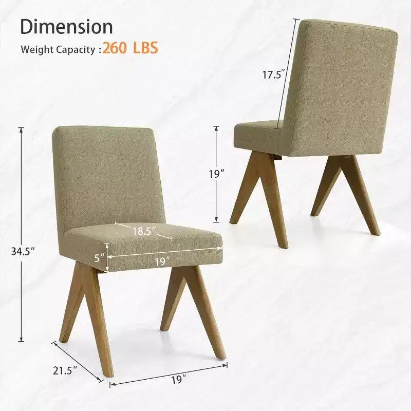 Lot de 8 chaises de salle à manger modernes rembourrées, chaises d'appoint sans accoudoirs en lin avec pieds en bois pour la cuisine, la salle à manger ou le salon - Panipeachy