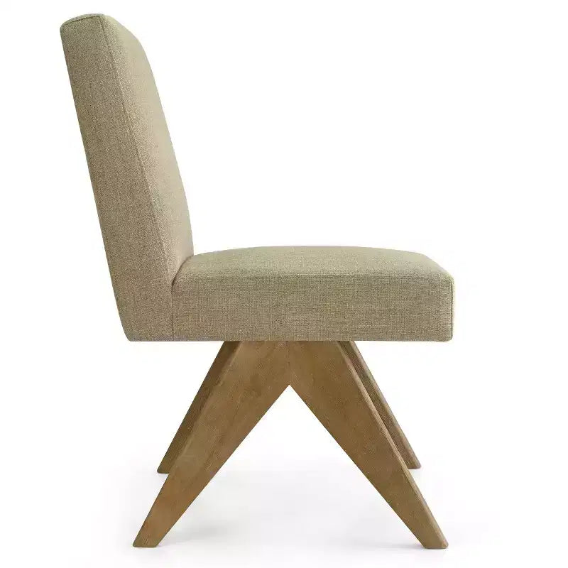 Lot de 8 chaises de salle à manger modernes rembourrées, chaises d'appoint sans accoudoirs en lin avec pieds en bois pour la cuisine, la salle à manger ou le salon - Panipeachy