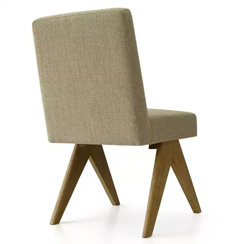 Lot de 8 chaises de salle à manger modernes rembourrées, chaises d'appoint sans accoudoirs en lin avec pieds en bois pour la cuisine, la salle à manger ou le salon - Panipeachy
