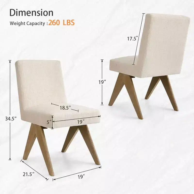 Lot de 8 chaises de salle à manger modernes rembourrées, chaises d'appoint sans accoudoirs en lin avec pieds en bois pour la cuisine, la salle à manger ou le salon - Panipeachy