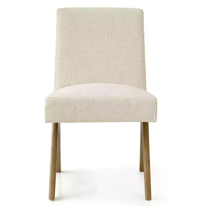Lot de 8 chaises de salle à manger modernes rembourrées, chaises d'appoint sans accoudoirs en lin avec pieds en bois pour la cuisine, la salle à manger ou le salon - Panipeachy
