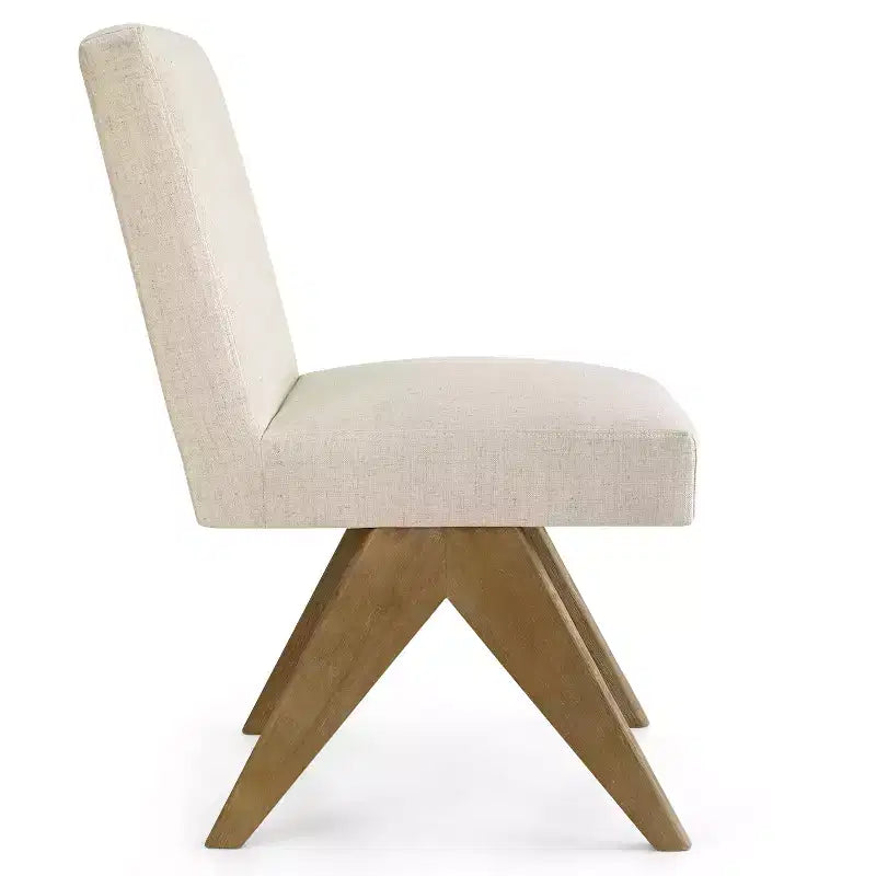 Lot de 8 chaises de salle à manger modernes rembourrées, chaises d'appoint sans accoudoirs en lin avec pieds en bois pour la cuisine, la salle à manger ou le salon - Panipeachy