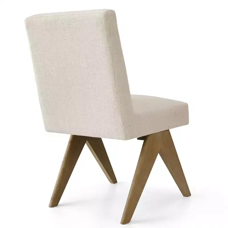 Lot de 8 chaises de salle à manger modernes rembourrées, chaises d'appoint sans accoudoirs en lin avec pieds en bois pour la cuisine, la salle à manger ou le salon - Panipeachy