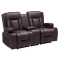 VEVOR Loveseat Recliner Sofa, PU Faux Leather Recliner Sofa with USB Ports, Cup Holders and Storage Bags, Brown
