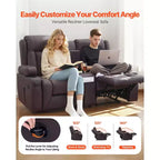 VEVOR Canapé inclinable deux places, Canapé inclinable en similicuir PU avec ports USB, porte-gobelets et sacs de rangement, Marron