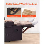 VEVOR Canapé inclinable deux places, Canapé inclinable en similicuir PU avec ports USB, porte-gobelets et sacs de rangement, Marron