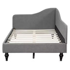 Lit de repos en lin en forme de L MAYEERTY, taille jumeau, avec pieds en bois massif, gris
