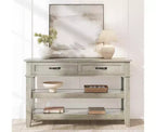 Console d'entrée de ferme Table de canapé en bois à 3 niveaux avec 2 tiroirs de rangement pour couloir, salon et entrée