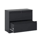 VIYET 28 Caisson de classement latéral blanc à 2 tiroirs avec serrure - Rangement en acier robuste pour format lettre/légal/A4/F4, 50 kg par tiroir, sous le bureau, moderne
